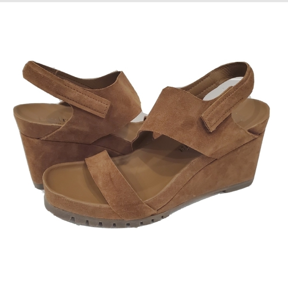 New Pedro Garcia Yuval Wedge Sandal Brown Suede